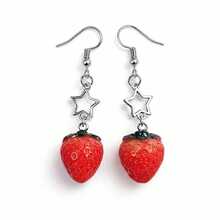 Strawberry Star Earring Pair Of Stainless Steel Star Pendant Earrings - 星星草莓 - 查看 1