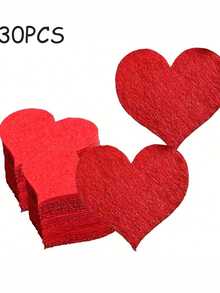 150pcs/30pcs Valentine's Day Red Felt Heart Pieces - Romantic Red Felt Decor, Gift Filler Heart, Festive Atmosphere Decor Scattering Hearts, Tabletop Centerpiece Decoration Suitable For Weddings, Parties And Cozy Home Decor - Multicolor - View 2