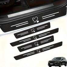 4pcs/Set Carbon Fiber Heart-Shaped Door Sill Protectors - Anti-Scratch, Anti-Collision, Easy Installation, Non-Slip Grip, Elastic Fit, Protect Car Door Edges, Suitable For All Vehicles, Durable Black Car Door Sill Covers, Fashionable Auto Accessories - One-size - View 3