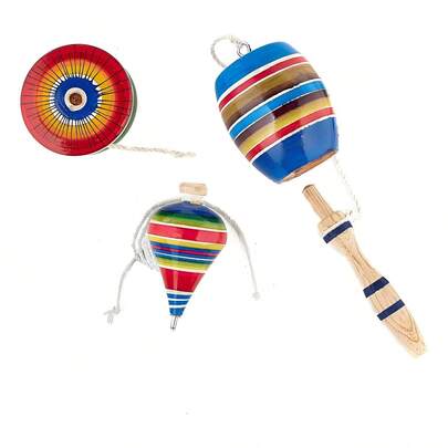 Tendencia3 Pz Juguetes Tradicionales Madera, Trompo, Balero Y Yoyo.Calidad premium