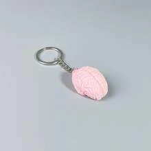 1pc 3D Printed Pink Funny Brain Keychain, Cute Bag Charm, Versatile Accessory