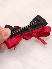 قطعة واحدة من مشبك شعر نسائي بريشة وفيونكة مرصعة بالراين ذو طراز بالية راقي، بألوان أحمر وأخضر وأزرق وبنفسجي وزهري وشمبانيا وبيج، إكسسوارات شعر أنيقة وجذابة للنساء - متعدد الألوان - مشاهدة 3