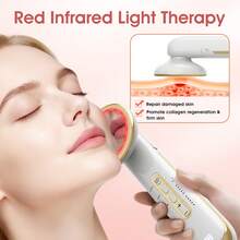 便携式按摩器，具备加热、红光疗法和微电流功能，可按摩腹部、腰部、手臂、腿部、臀部和背部，家用手持无线按摩器，5种可调节模式