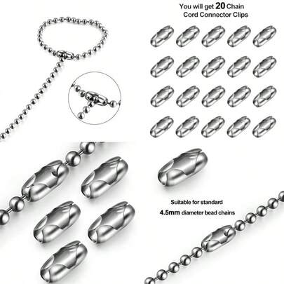 20 Pcs Vertical Chain Connector For Roman Blinds Replacement Clips For Chain And Cord Stainless SteelStylish