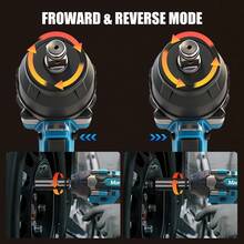 Mamidw DTW700 无绳冲击扳手，重型 1000N.M 高扭矩无刷电机，强劲电动扳手，适用于汽车维修和建筑施工，是机械师和建筑工人的理想之选，兼容 Makita 18V 电池（仅限工具） - 藍色 - 查看 3