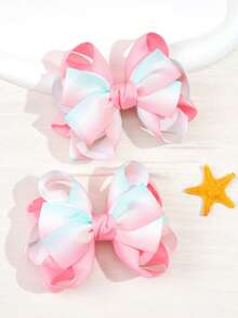 2 Presilhas de Cabelo com Laços Coloridos, Ideais para Meninas, Presilhas de Cetim com Vários Laços, Presilhas Tipo Jacaré, Acessórios de Cabelo para Adolescentes, para Uso Diário - Multicolorido - Ver 4