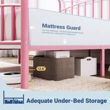 Allewie 14 Inches Twin/Full/Queen/King Size Metal Platform Bed Frame With Elegant Crown Headboard & Footboard, Sturdy Mattress Foundation With Under-Bed Storage, Easy Assembly, No Box Spring Needed, Pink - 粉色 - 查看 4
