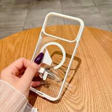 1pc Hadaasi Official Genuine White Magnetic Acrylic Hard Crystal Clear Anti-Yellowing Heat Dissipation Shockproof MagSafe Compatible Phone Case Compatible With Apple 17e/17Pro/17ProMax/Air/17/16Pro/16ProMax/16Plus/16/16E/SE4/15Pro/15ProMax/15Plus/15/14Pro/14ProMax/14Plus/14/13Pro/13ProMax/13/12Pro/12ProMax/12/11ProMax/11/11Pro - White - View 4