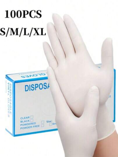 100pcs/Pack White Disposable Nitrile Gloves, Latex-Free, Household Cleaning Gloves, Waterproof Gloves Suitable For Kitchen, Processing, Cleaning, Hair Dyeing, Salon, Household Appliances And More