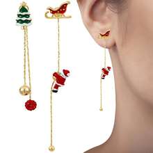Christmas Elements Long Drop Earrings Set Cute Jewelry For Birthday Stage Party Show Dress - Đỏ - Xem 8