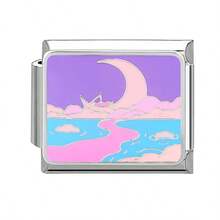 时尚意大利珠宝配饰手链，模块化手链，DIY珠宝手工饰品，独特创意饰品，风景元素单模块，时尚精致的手链项链戒指脚链，适合情人节、生日和周年纪念日，男女皆宜的精致珠宝。 - 單節 - 查看 8