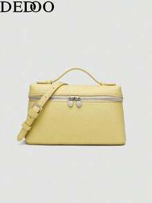Dedoo 1pc Solid Color Suede Square Crossbody Bag, Women's Small Wallet, Suitable Daily Fashion Matching, New Autumn Style, Fashionable Women Handbag - Yellow 2 - View 2