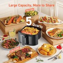 HanTai Air Fryer, 5.28-Quart Compact Basket Fryer With 8 Cooking Functions To Air Fry, Roast, And Bake, 8 Airfryer Presets, Dishwasher-Parts, Stainless Steel & Black - 美規B型插(110-127V) - 查看 7