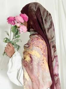 Hijab estampado em modal (1 peça), confortável, macio e respirável, ideal para uso diário com abaya. - Multicolorido - Ver 8