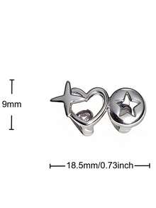 1 pieza Joyería de dientes con corazón hueco, estrella y cruz, versátil y de moda, adecuada para hombres y mujeres, ideal para festivales, fiestas, vacaciones, uso diario, exquisito para el Día de San Valentín, carnaval, boda, vuelta al colegio, joyería corporal, regalo de cumpleaños - Multicolor - Ver 5