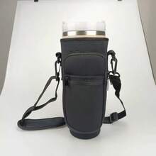 1pc 40oz Insulated Water Bottle Sleeve With Handle, Straw Cup Holder, Fits Various Outdoor Activities Like Walking, Cycling, Camping, Hiking, Multifunctional Water Bottle Accessory With Phone Pocket - Multicolor - View 9