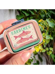 1个复古小龙鱼药盒收纳盒 - 双隔层金属收纳盒，粉绿复古设计，便携式旅行药盒，适合存放药品，可放入口袋、钱包 - 女士独特礼物，钱包药盒，药品收纳 - 彩色 - 查看 4