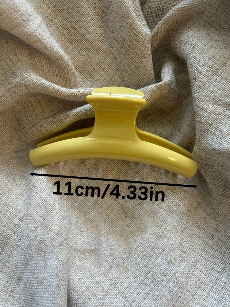 2个/1个女士4.33英寸/11厘米糖果色黄/粉色轻质塑料发夹，时尚百搭高端优雅简约纯色发爪，适合日常、休闲、派对、通勤、海滩、发型设计、化妆、服装配饰，女士头巾冬季发饰女士发爪夹 - 彩色 - 查看 3