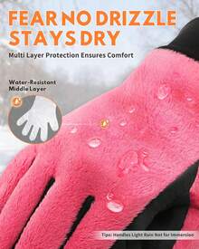 2026Winter Warm Gloves For Women - Cold Weather Windproof Lining Soft Fleece - Sensitivity Touchscreen Thermal Gloves - Pink - View 4