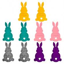 10pcs Hollow Heart Rabbit Shaped Tableware Set, Rabbit Shaped Cutlery Holder, Easter Decor Cutlery Bag, Dining Table Decor, Suitable For Restaurant, Party, Home Decoration, 5 Colors Rabbit Tableware Set - Multicolor - View 12