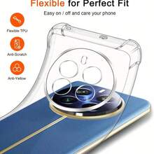 套装包含2片手机屏幕保护膜和1个气垫防摔手机壳。兼容三星、OPPO、vivo、荣耀手机壳和钢化玻璃膜。所有这些都旨在保护您的手机屏幕和机身。 - 無色 - 查看 3