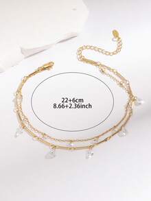 1 Piece Of Women's And Girls' Double-Layered Bamboo Chain Exquisite Small Cherry Round Droplet-Shaped Ankle Chain For Daily Wear And New Year Gift - Multicolor - View 4