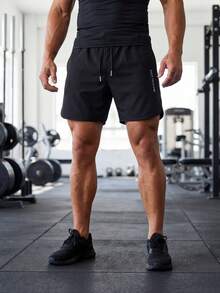 Plus Size Men's Quick Dry Drawstring Shorts - Stretchy Loose Fitness Shorts, Suitable For Comfortable Workout And Outdoor Activities