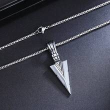 新款合金三角吊坠项链，复古不锈钢卫衣链，男士时尚单品 - 彩色 - 查看 6