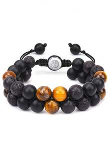 Natural Tiger Eye, Cat Eye, Green Turquoise, Red Vein, Black Obsidian, Green Ghost Beaded Bracelet, Handmade Woven Unisex Bracelet - Bracelet - View 34