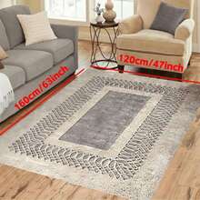 Bohemian Style Rug - Washable, Non-Slip, Low-Pile Carpet With Gray And White Striped Design, Suitable For Living Room, Bedroom, Dining Room, Office And Entryway - Soft, Durable, And Fashionable Floor Decor, Living Room Rug - Multicolor - View 8