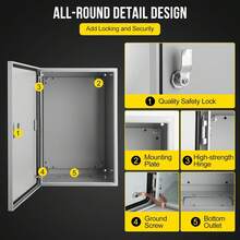 Caja Eléctrica Exterior Impermeable con Tapa Cerrable, Gabinete de Potencia Resistente para Jardín, Patio y Piscina - 24*24*12 - Ver 7