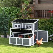 Bestluckw 39"  Wooden  With Nesting Box, Pull-Out Tray, Waterproof Roof, Chicken House For 4-6 Chickens, Rabbits - Light Gray - 查看 1