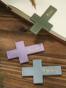 1 pièce Signet personnalisé en or avec nom, signet personnalisé avec estampage à chaud du nom, signet vintage avec croix, marque-page personnalisé, onglet de coin, cadeau de lecture de la Bible, accessoire charmant pour les amateurs de livres, signet pour les rats de bibliothèque, cadeau pour les amateurs de livres - Multicolore - Voir 5
