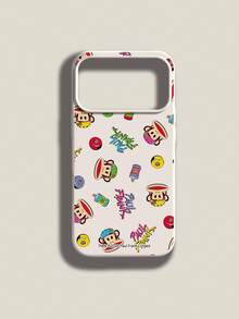 Paul Frank 授权液态硅胶手机壳，全包防震摄像头保护，猴子涂鸦字母拼接图案，全新设计，兼容 13/14/15/16/17 Pro Max - 彩色 - 查看 2