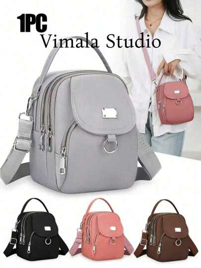 Women's Fashion Oxford Cloth Crossbody Bag, Solid Color Casual Shoulder Messenger Bag, Zipper Closure, Polyester Lining, Versatile Daily Accessory, Perfect Underarm Bag, Backpack, Large Capacity