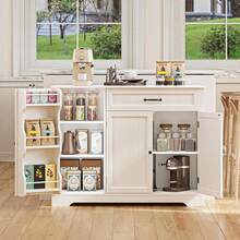 Room Decoration Coffee Table Cabinet With Storage, Kitchen Storage Furniture With Door Shelves, Home Decor Living Room Sideboard Buffet With Drawer For Kitchen, Bathroom, Dining Room Organizing, White - 白色 - 查看 3