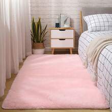 1 件装奢华浅粉色蓬松地毯 - 柔软舒适的涤纶绒面地毯，可机洗，适用于卧室和客厅，优雅的卧室地毯 - 粉色 - 查看 17