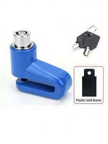 1 pieza Candado de bicicleta de montaña azul/negro, Candado de disco de freno para motocicleta, Candado de antirrobo para vehículo eléctrico, Accesorio de candado de disco de freno - Azul - Ver 11