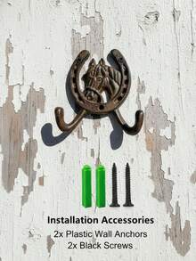 1个复古铁艺马头壁钩，做旧乡村风格，配有安装螺丝，坚固耐用，可悬挂外套、钥匙、毛巾、帽子，农舍风格家居装饰，是室内和玄关的理想节日礼物。 - 彩色 - 查看 12