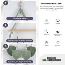 FIAN Lumbor37 Tapiz Grande de Macramé Bohemio Tejido a Mano para Colgar en la Pared Arte de Pared Tejido Tapiz con Borlas de Hojas para Hogar Recámara Galería Apartamento Verde - como en la foto - Ver 3
