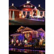 Cascada de 500 luces LED. 10 metros de largo, color blanco, Navicolors, con control para 8 diferentes movimientos de luz. (Blanca, 500 L Cable Transparente) - Cable Multicolor-500L Transparente - Ver 5