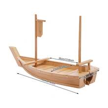 SENDERPICK Sushi Boat Serving Tray, 27.6" Large Size Boat-Shaped Sushi Serving Tray, Bamboo Sushi Boat Serving Tray - 原木色 - 查看 4