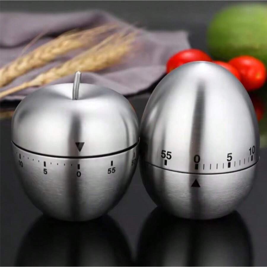 Cooking Tools Kitchen Timer Stainless Steel Egg 60 Minutes Mechanical Alarm Time Clock Counting Cute Kitchen Egg Timer