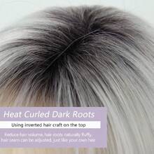 Short White Blonde Bob Wig With Bangs For White Women Ombre Blonde Layered Straight Synthetic Hair Wig With Dark Roots Natural Chin Length Bob Wigs For Daily Party Use(10 Inch),38547122 - 漸層 - 查看 6