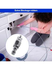 1pc High Pressure Water Jet Nozzle, Drain Pipe Cleaning & Unclogging Head With 6 Spray Patterns - 5000PSI Stainless Steel Drain Cleaner, Suitable For Clogged Pipes, Quick Connect High Pressure Spray Nozzle, For Home And Commercial Use, Water Jet Cleaning Tool, Design - Multicolor - View 10