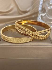 18K镀金奢华复古阿拉伯文字串珠不锈钢手链套装，优雅女士珠宝，适合情人节、派对、晚宴、日常佩戴、约会、嘉年华、新年、婚礼、海滩、圣诞节、周年纪念日等场合，也是送给妈妈的精美礼物，波西米亚风格珠宝，伴娘礼物 - 彩色 - 查看 8
