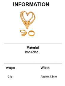 Women's Ring Set, Heart & Teardrop Shaped Rings Set, Suitable For Daily Wear, Valentine's Day Jewelry Gift