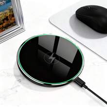 15W 镜面无线充电器，兼容 17/16/15/14/13/12 Pro/XS Max/Mini/X/XR，感应式快速无线充电板，兼容三星