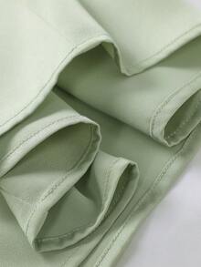 V-Neck Tie Blouse For Women, Fashion High-End Versatile Solid Color Elegant Professional Commuter Design Shirt - Green - View 9
