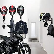180 Degree Rotating Helmet Holder, Heavy Duty Steel Motorcycle Bicycle Wall Mount Hook, Space-Saving Garage Storage Organizer Rack For Jackets, Hats And More, Easy Installation - one-size - View 2